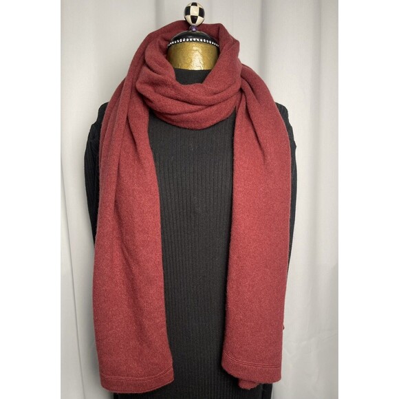 Nordstrom 70% Wool 30% Cashmere Lightweight Scarf In Brick Red Sz 18x76 New - Picture 1 of 6